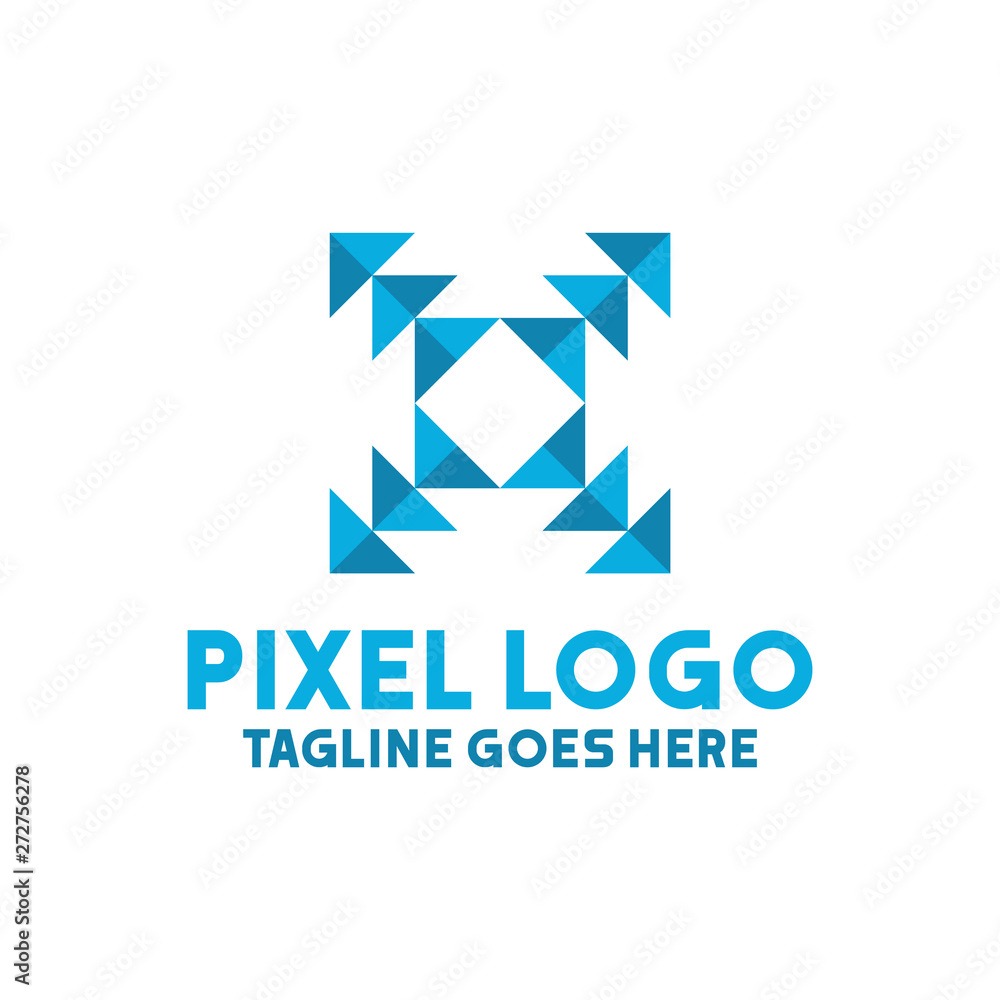 Pixel Logo With Mosaic Style / Technology Symbol And Digital Design Inspiration / Polygonal And Geometric Shape Pixel Logo With Mosaic Style / Technology Symbol And Digital Design Inspiration / Polygonal And Geometric Shape
