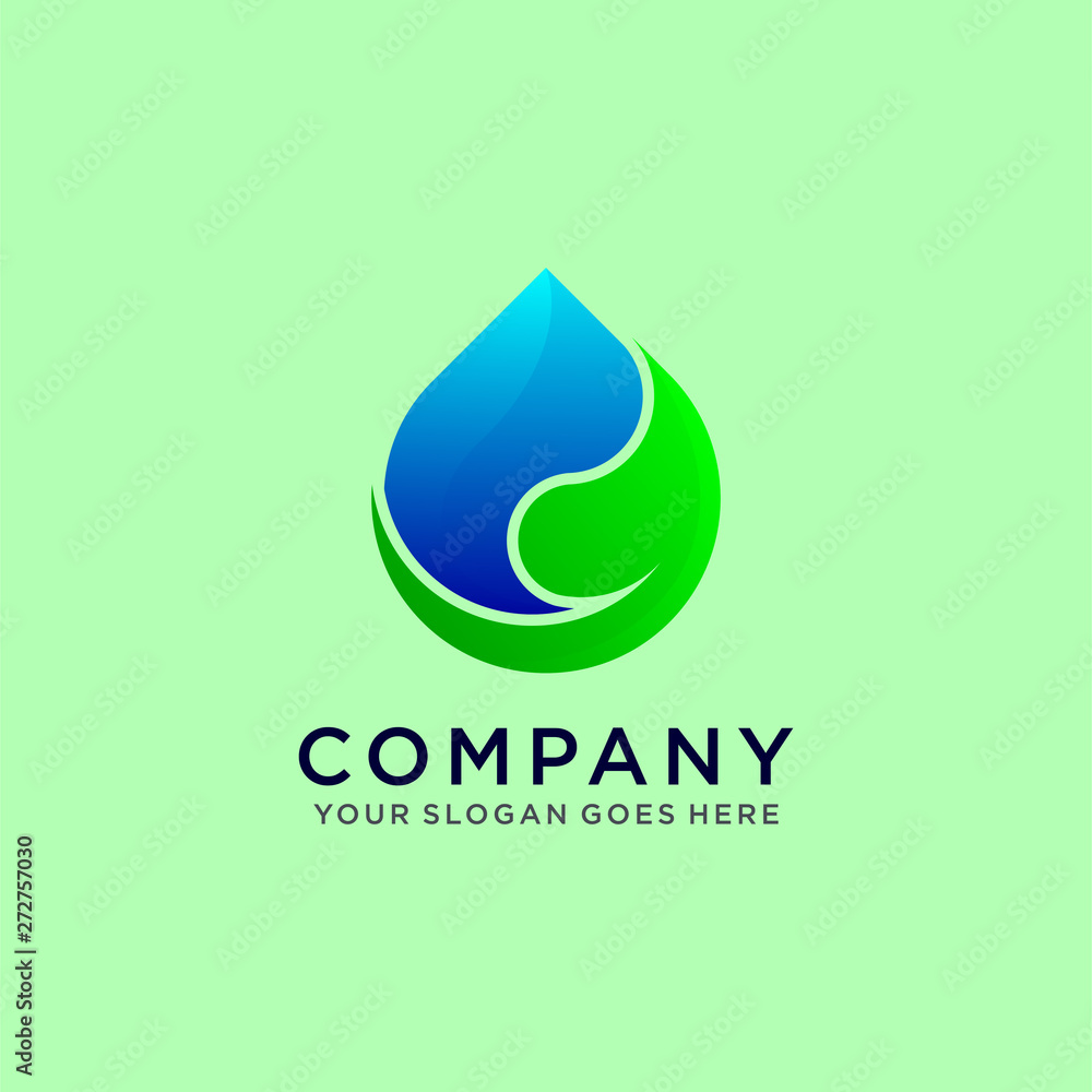 Water and Leaf Logo Design Template Water and Leaf Logo Design Template