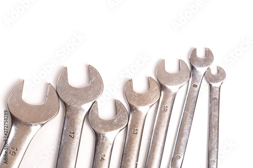 set of wrench tools isolated on white background .