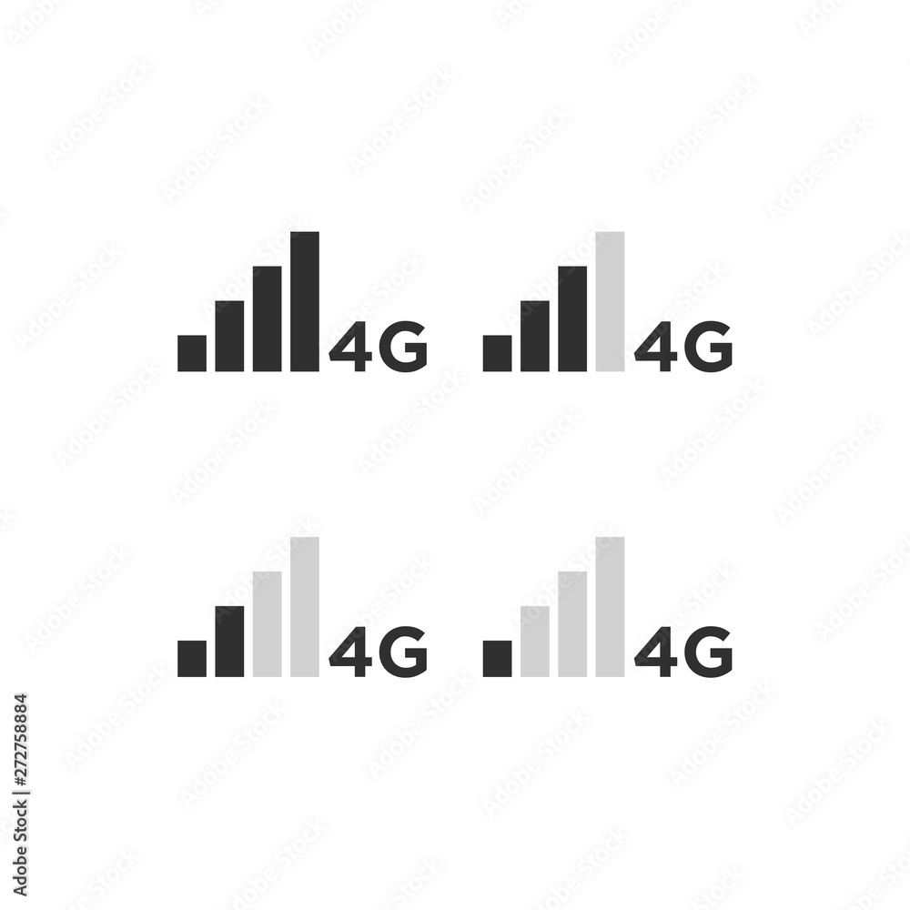 4G signal strength mobile phone system icons