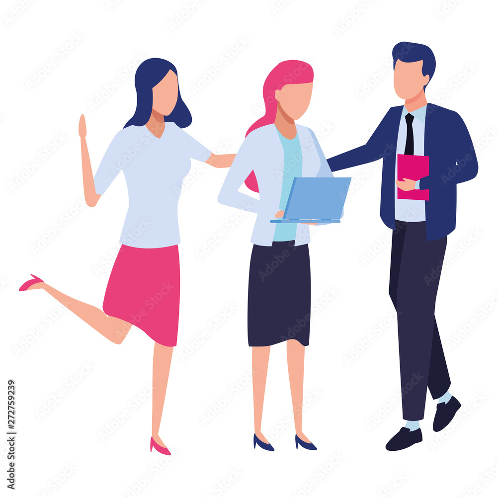 Business coworkers with office supplies Business coworkers with office supplies