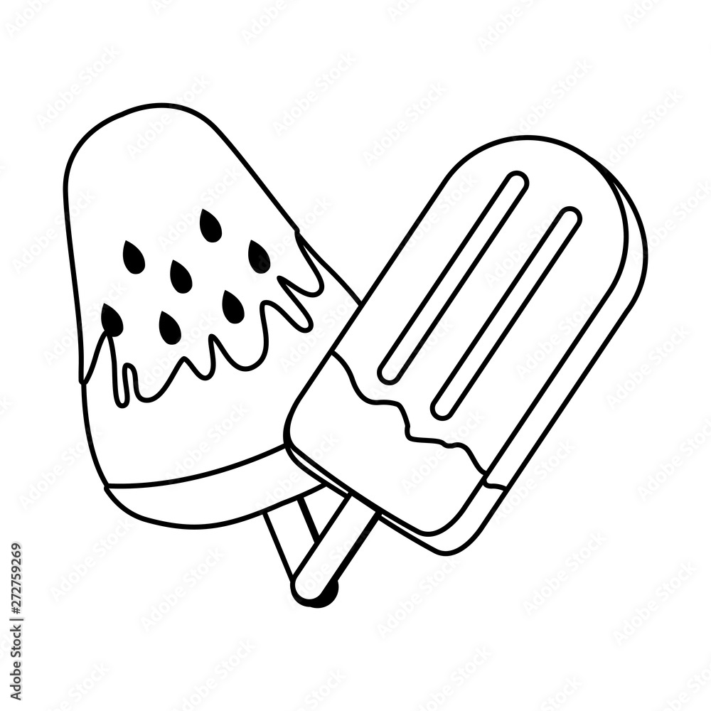 delicious ice lolly icon cartoon in black and white delicious ice lolly icon cartoon in black and white