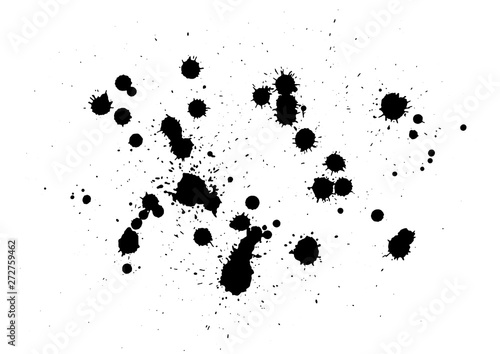 set or collection of vector black ink spash splashed on a canvas or paper or white background for artistic  messy  grunge  creative decoration
