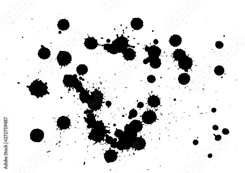 set or collection of vector black ink spash splashed on a canvas or paper or white background for artistic  messy  grunge  creative decoration