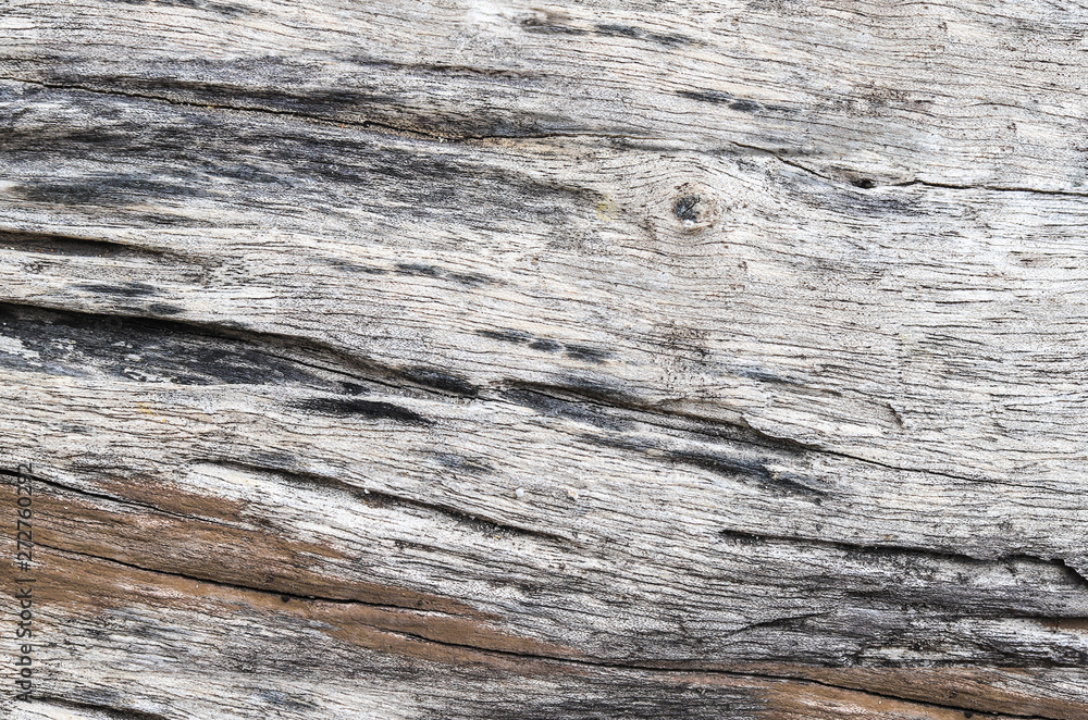 Fototapeta premium Grunge cracked wood by close up texture background horizontal. Can be used as background for graphic design