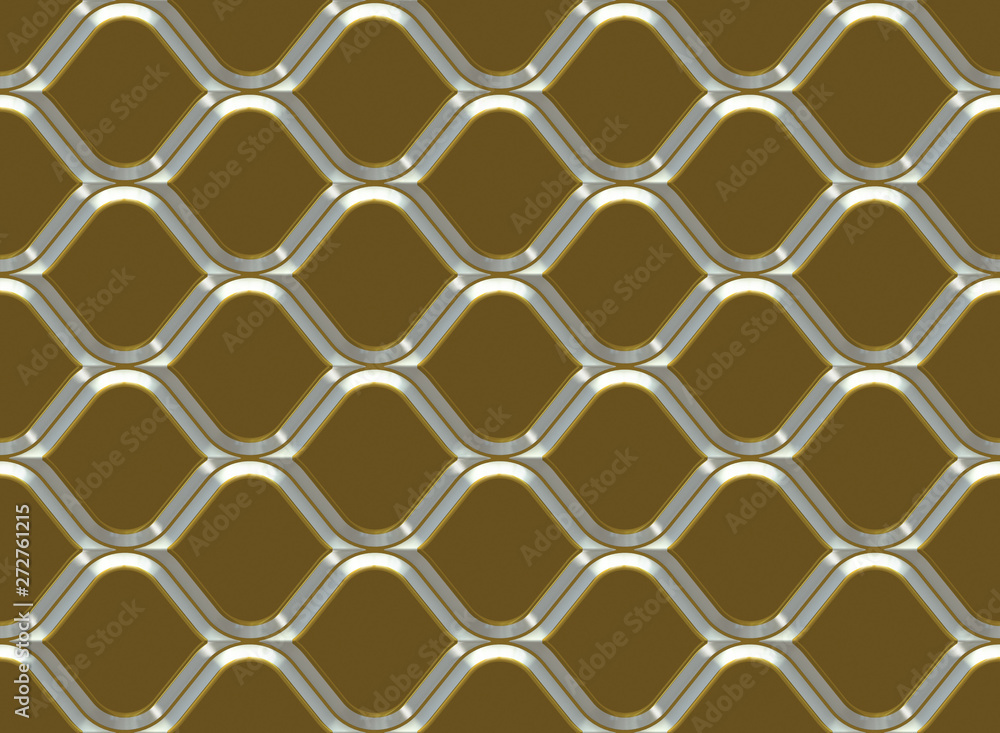 Fototapeta premium Gold ornamental pattern. Arabic seamless pattern. High quality seamless 3d illustration. Empty background.