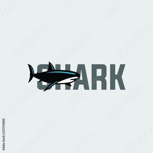 big and strong shark , king of the ocean logotype