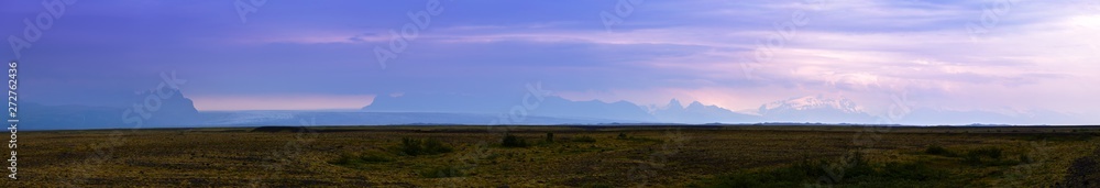 Panorama view of Skaftafellsjokull Glacier in Iceland, Summertime Panorama view of Skaftafellsjokull Glacier in Iceland, Summertime