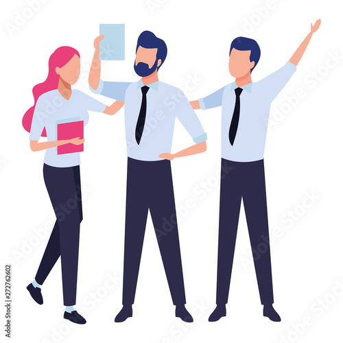 Business coworkers with office supplies