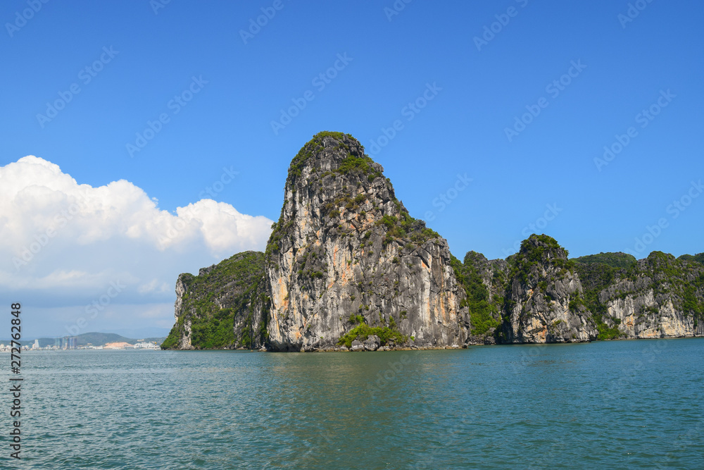 Karst landforms in the sea, the world natural heritage - halong bay in Vietnam.