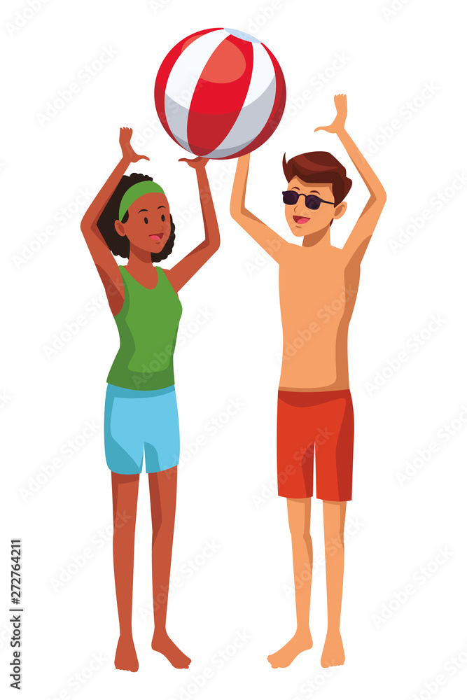 Friends enjoying summer cartoon colorful Friends enjoying summer cartoon colorful