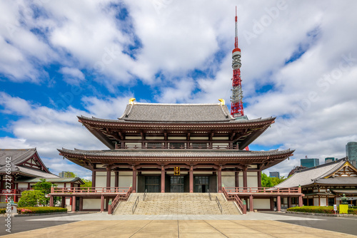 Photography main hall of zojoji and tokyo tower in japan