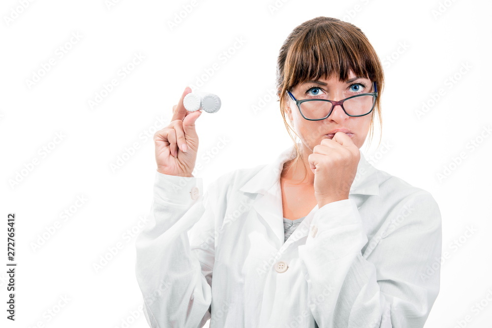 glasses or lenses. doctor is wearing glasses. pensive doctor on white background. The problem of choosing an ophthalmologist. Medical day glasses or lenses. doctor is wearing glasses. pensive doctor on white background. The problem of choosing an ophthalmologist. Medical day
