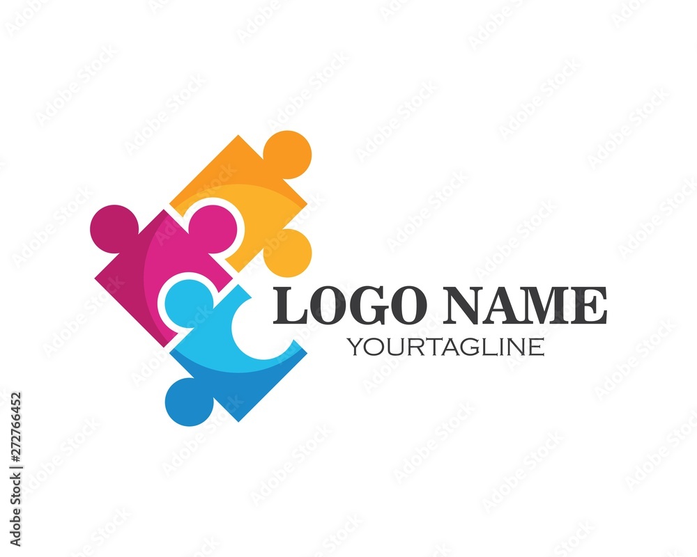 puzzle and community social network logo icon illustration