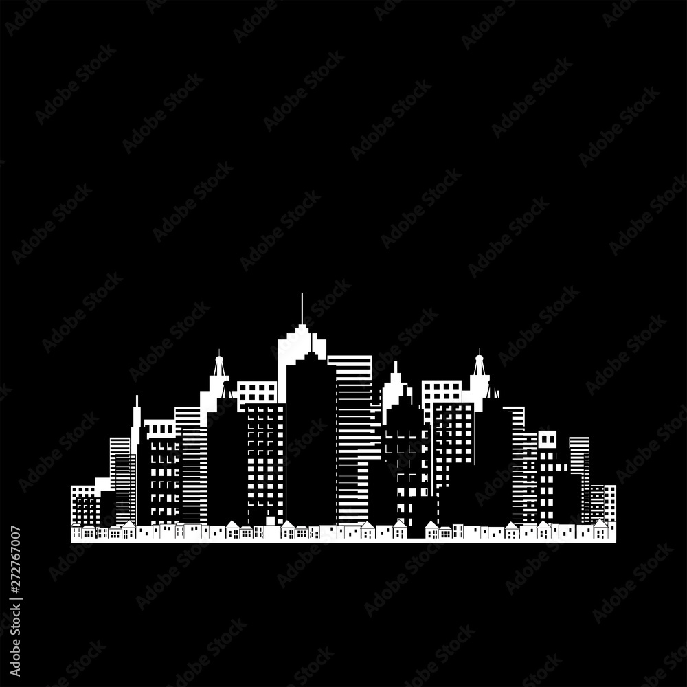 Vector city silhouette with windows.