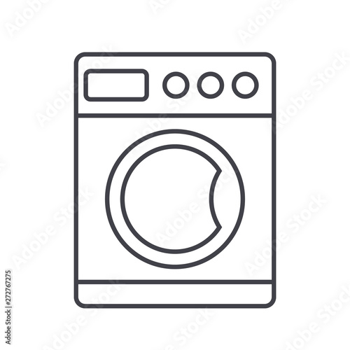 Washing Machine Related Vector Line Icon.