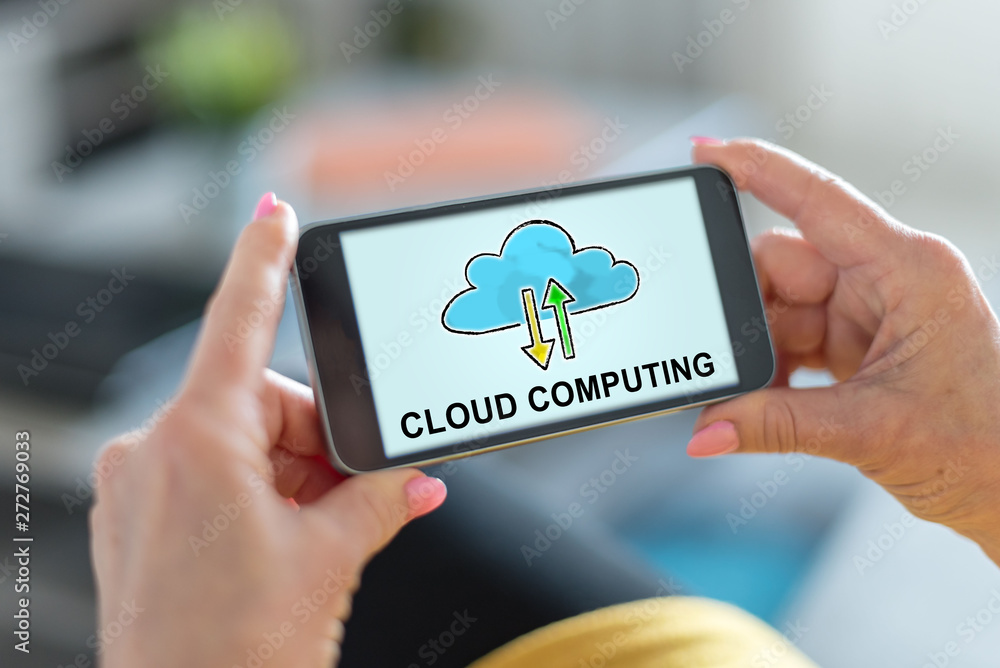 Cloud computing concept on a smartphone Cloud computing concept on a smartphone