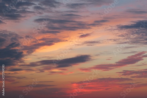 Beautiful pink orange sunset in the sky, natural background © natalya2015