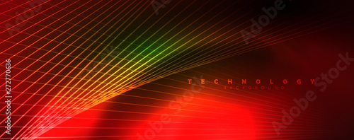 Vector neon light lines concept, abstract background