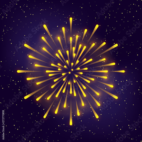 Shiny firework on starry sky background for Your holiday design