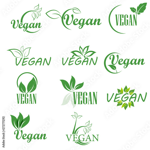 Vegan icon. Abstract leaf set isolated on white background.