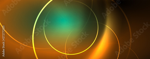 Shiny neon lines template - northern lights glowing blur lines. Futuristic style glow neon 80s disco club or night party techno template