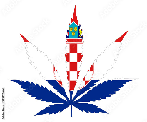 Cannabis leaf flag. The concept of legalization of marijuana, cannabis in Croatia