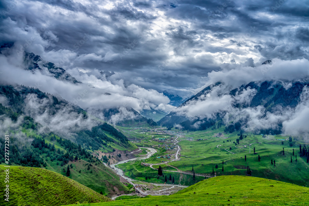 Beautiful cloud on mountain view Kashmir state, India
