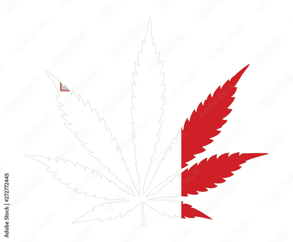 Cannabis leaf flag. The concept of legalization of marijuana, cannabis in Malta Cannabis leaf flag. The concept of legalization of marijuana, cannabis in Malta