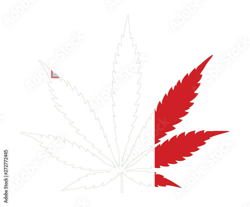 Cannabis leaf flag. The concept of legalization of marijuana, cannabis in Malta