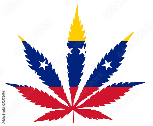 Cannabis leaf flag. The concept of legalization of marijuana, cannabis in Venezuela