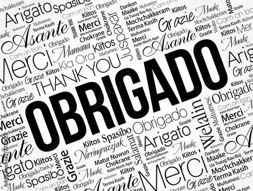 Obrigado (Thank You in Portuguese) Word Cloud in different languages
