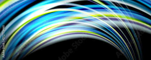 Fluid color waves with light effects, vector abstract background