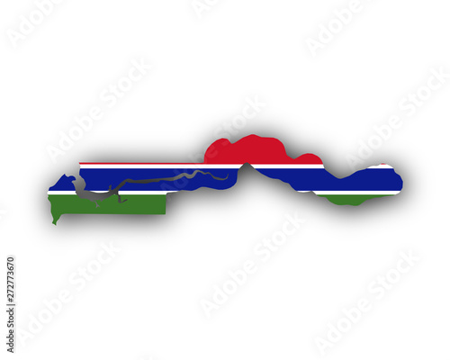 Karte und Fahne von Gambia