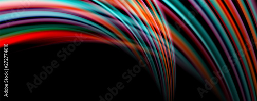 Fluid color swirls on black. Modern background with trendy design