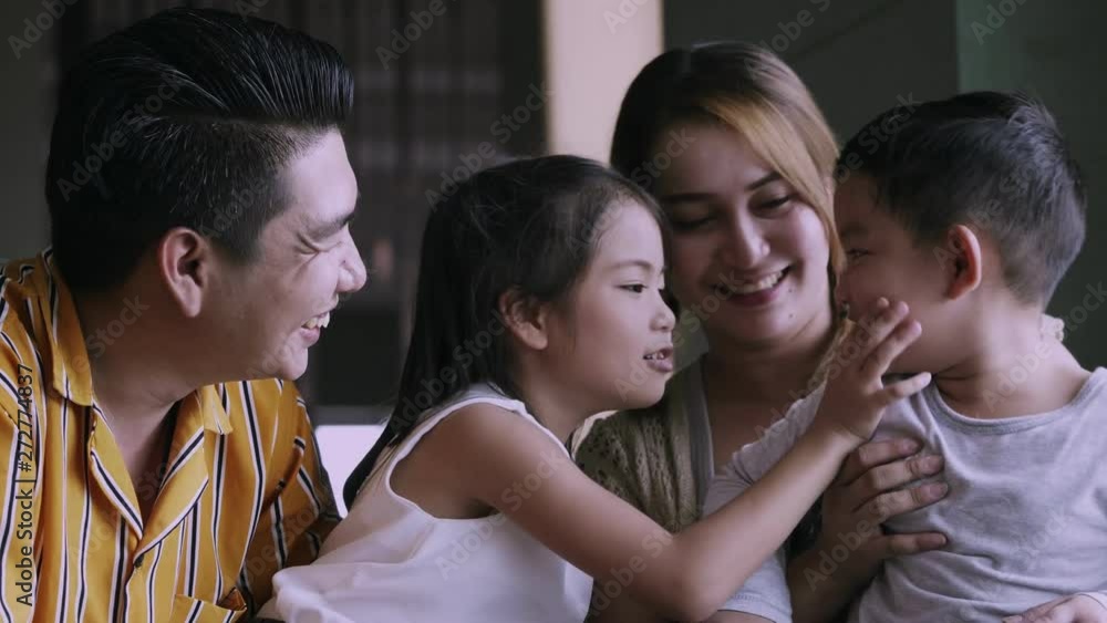 Happy family with kids spending time together at home Happy family with kids spending time together at home