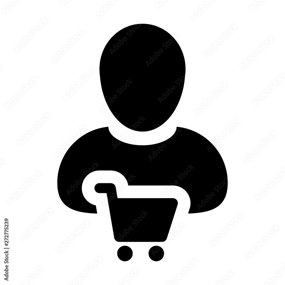 User icon vector male customer person profile avatar symbol for shopping in Glyph Pictogram illustration User icon vector male customer person profile avatar symbol for shopping in Glyph Pictogram illustration
