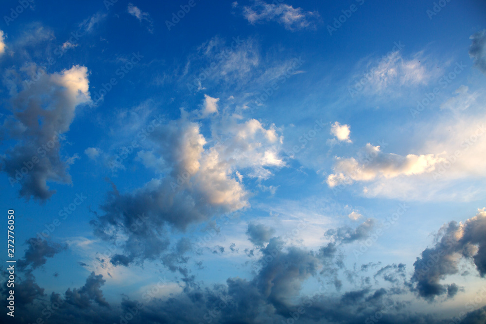 Fototapeta premium Clouds and blue sky background with copy space.