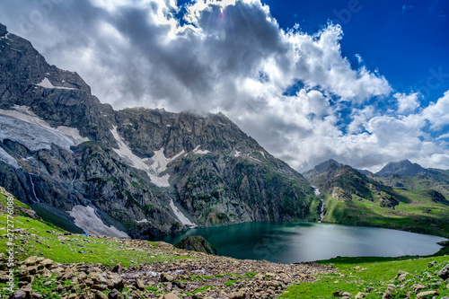 Glacier and lake on beautiful mountain view and Kashmir state, India