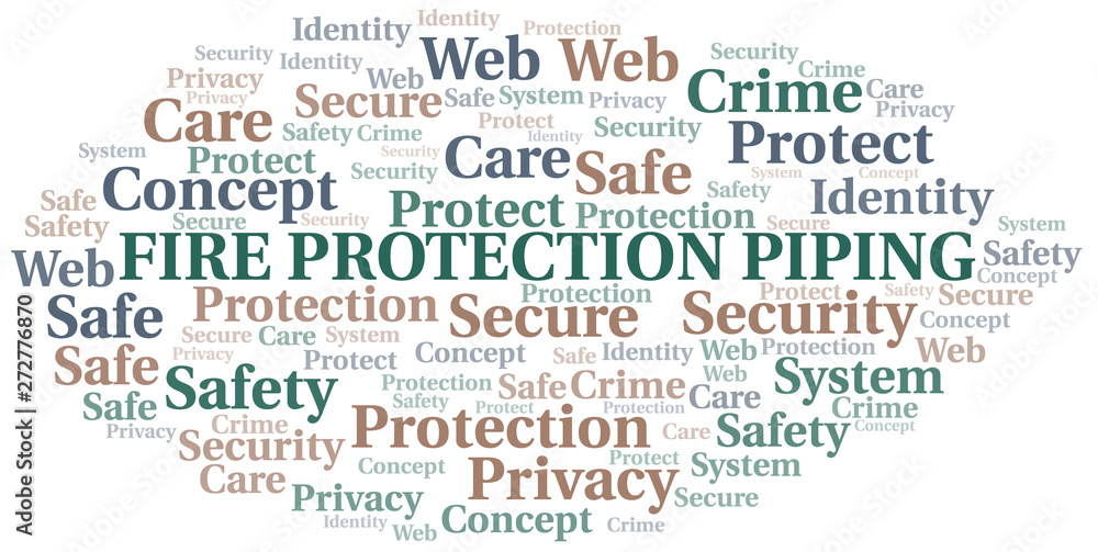Fire Protection Piping word cloud. Wordcloud made with text only.