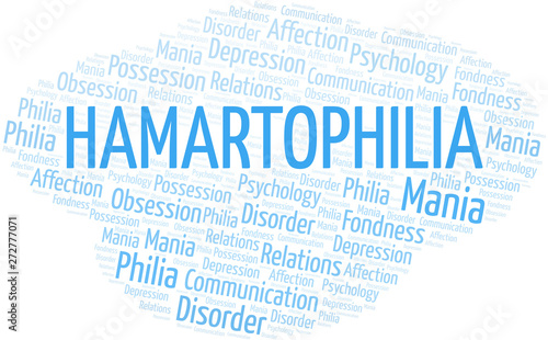 Hamartophilia word cloud. Type of Philia.