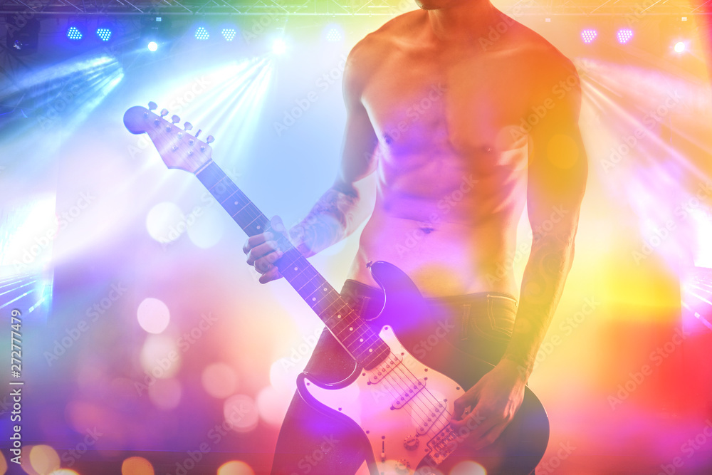 Obraz premium Rock star on the main stage music festival.