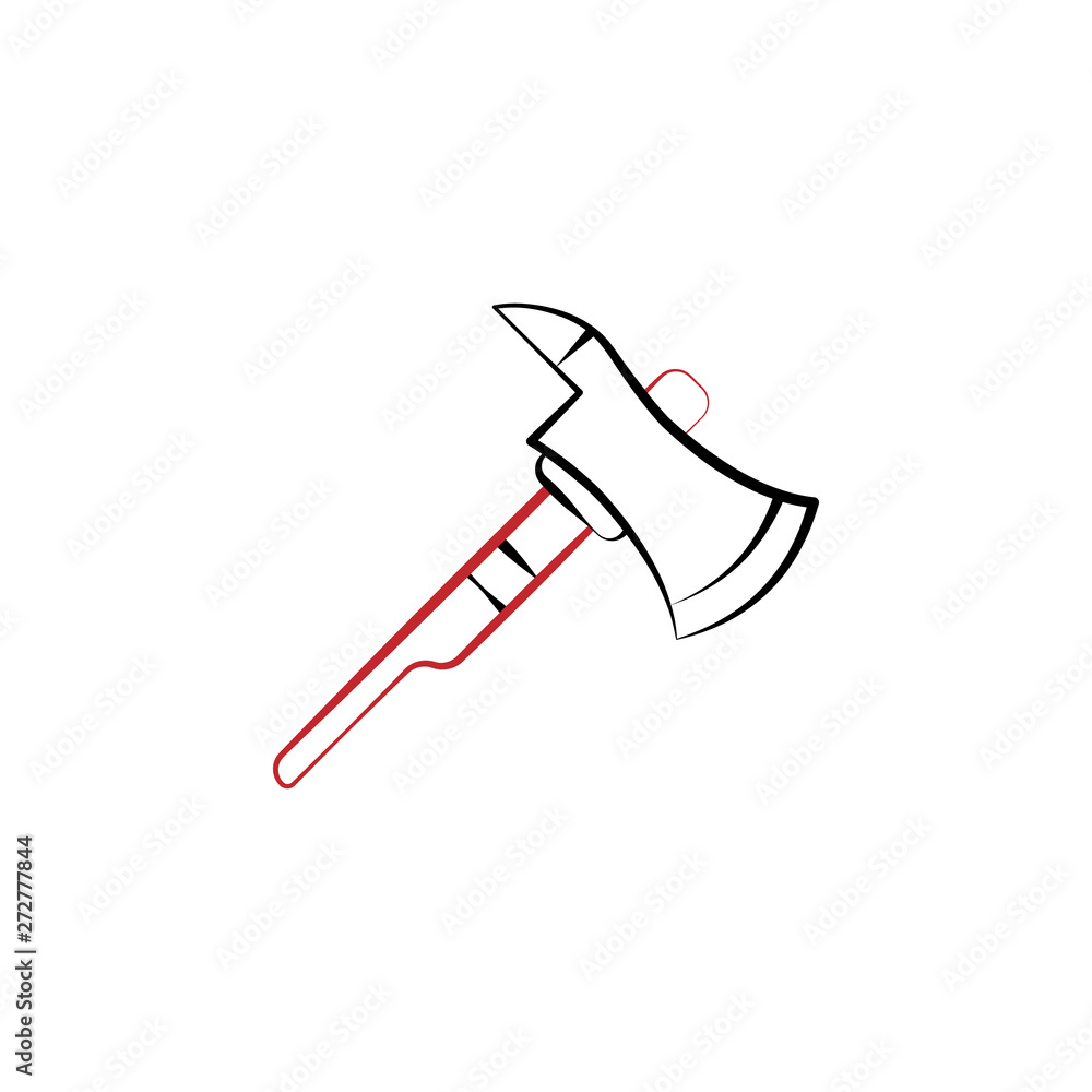 Firefighter, axe two color icon - obrazy, fototapety, plakaty 
