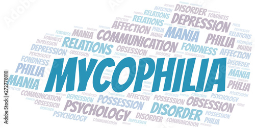 Mycophilia word cloud. Type of Philia.
