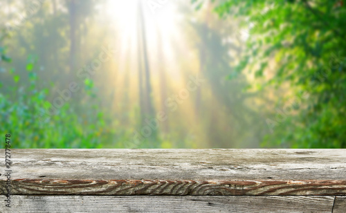 Empty wooden table background for display montages