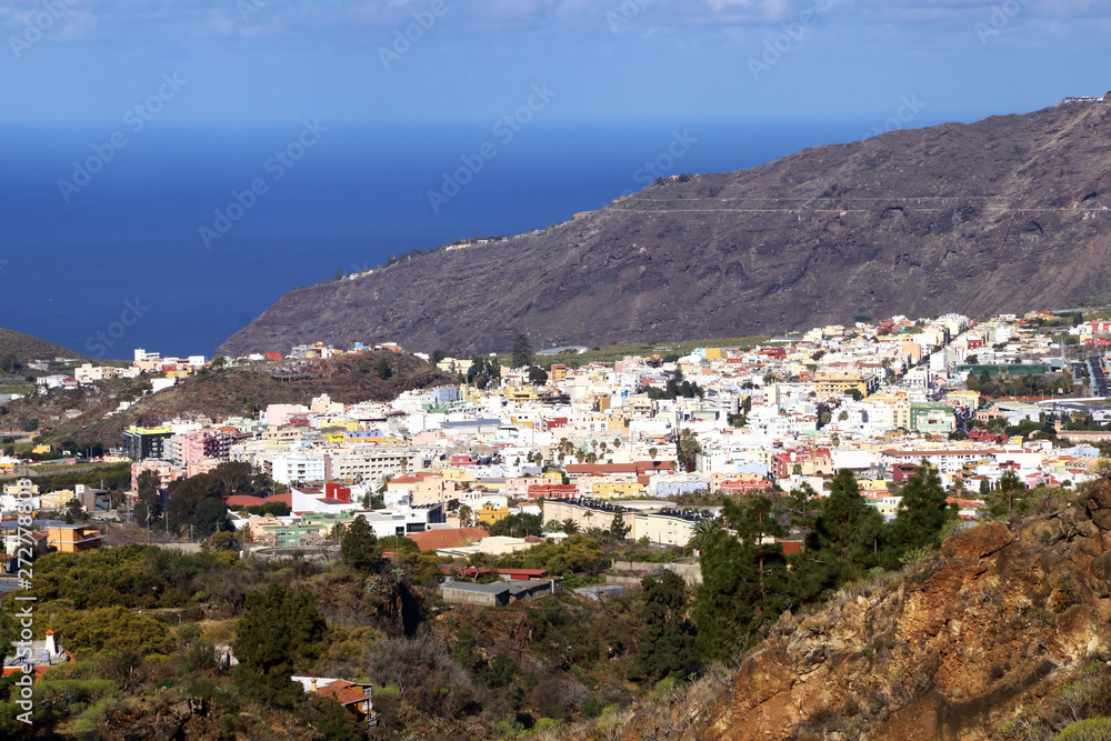 View of the city Los Llanos de Aridane on Canary island La Palma is a municipality on the island of La Palma, lies on the west side of the island at an altitude of 325 meters above sea level