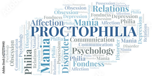Proctophilia word cloud. Type of Philia.
