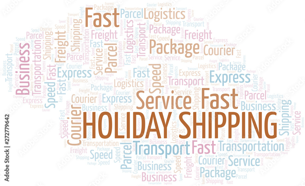 Holiday Shipping word cloud. Wordcloud made with text only.