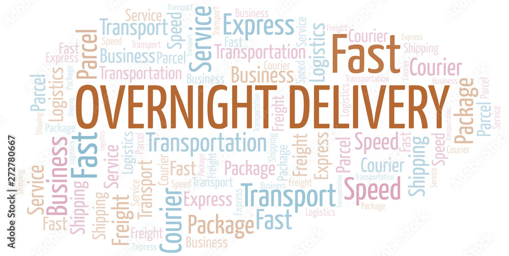 Overnight Delivery word cloud. Wordcloud made with text only.