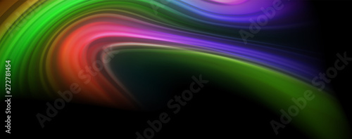 Fluid liquid color wave lines, glowing colorful light effect, abstract composition template. Geometric technology abstract pattern. Movement concept